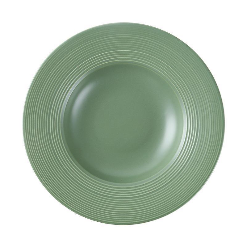 Nordic Ceramic Threaded Straw Hat Plate Household Creative Meal Plate Pasta Western Plate Fruit Salad Dessert Soup Plate