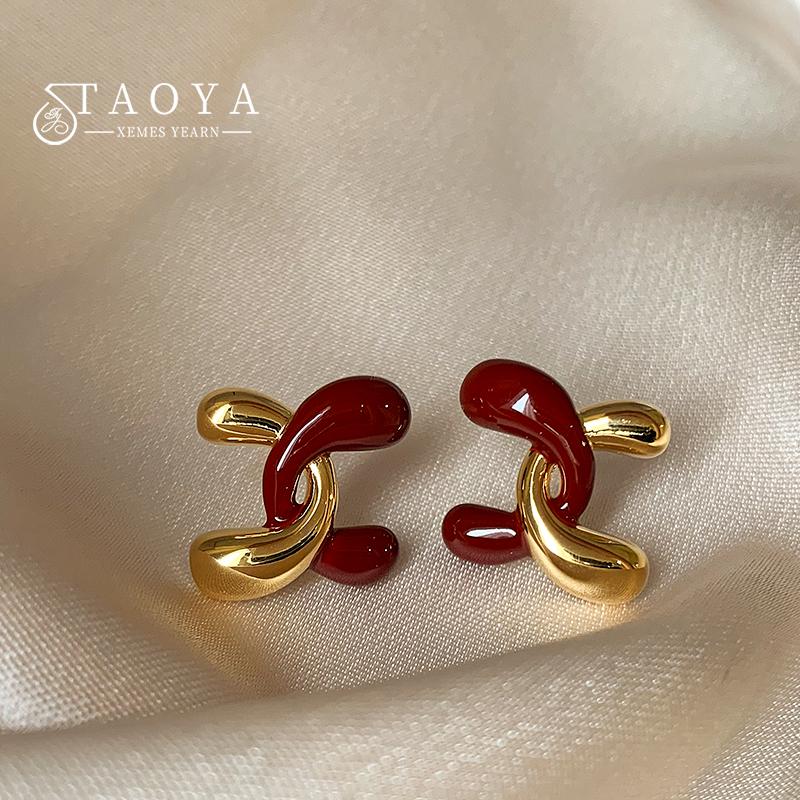 

Французские романтические эмалированные металлические сращивания геометрические серьги-гвоздики модные ювелирные аксессуары для женщин на новогодних вечеринках