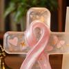 Pink Pocket Hug Token Breast Cancer Awareness Keepsake Transparent Prayer Token with Pink Ribbon Emotional Support Gift for Loved Ones