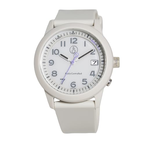 Citizen Watch QQ Smile Solar Radio Analog 10 ATM Water Resistant Date Urethane Band D08A-004VK Mens Light Gray