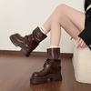 Thick-soled belt buckle Martin boots women's fashion versatile European and American retro 2025 autumn and winter new versatile height-increasing le