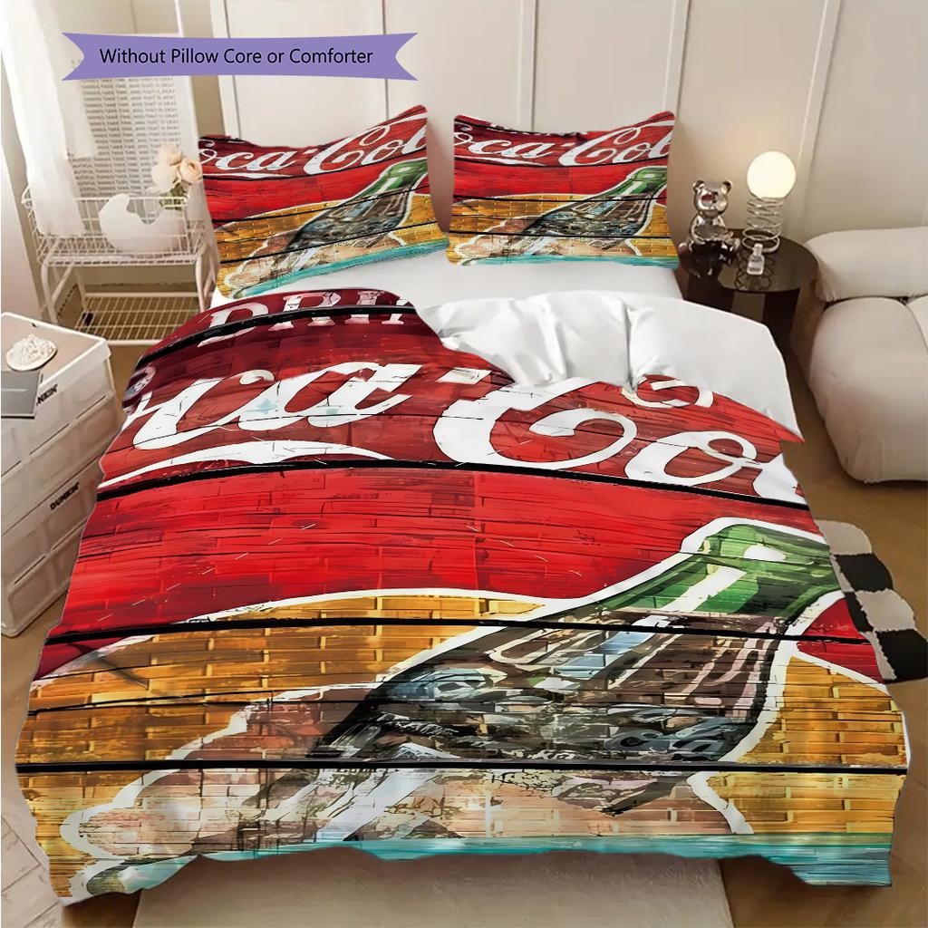 Vintage Cocacola Bottle Artwork Bedding 1 Duvet Cover 2 Pillowcase Without Core Soft And Comfortable Bedding Set Duvet Cover And Pillowcase