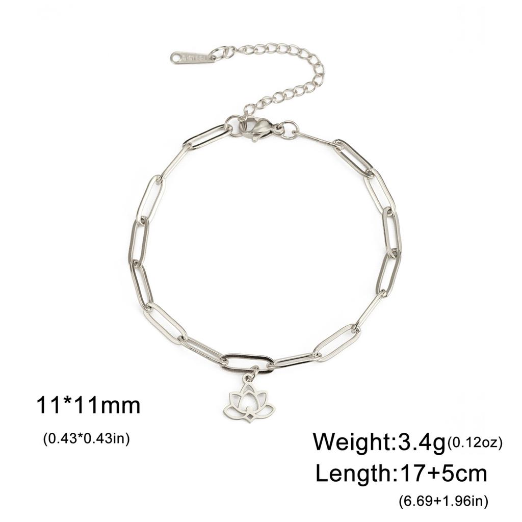 EUEAVAN Yoga Lotus Flower Bracelets for Women Stainless Steel Buddhism Spiritual Symbol Bracelets Adjustable Jewelry Gifts