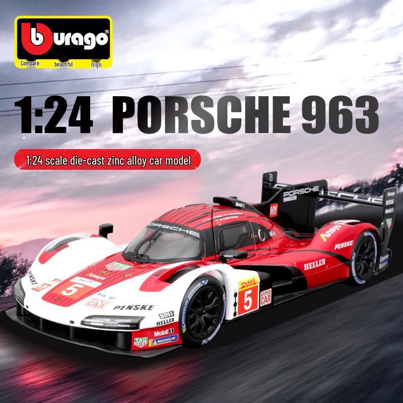 

Bimego 1:24 Модель автомобиля Porsche 963 Ле-Ман Сплав Спортивное украшение Подарок Коллекция
