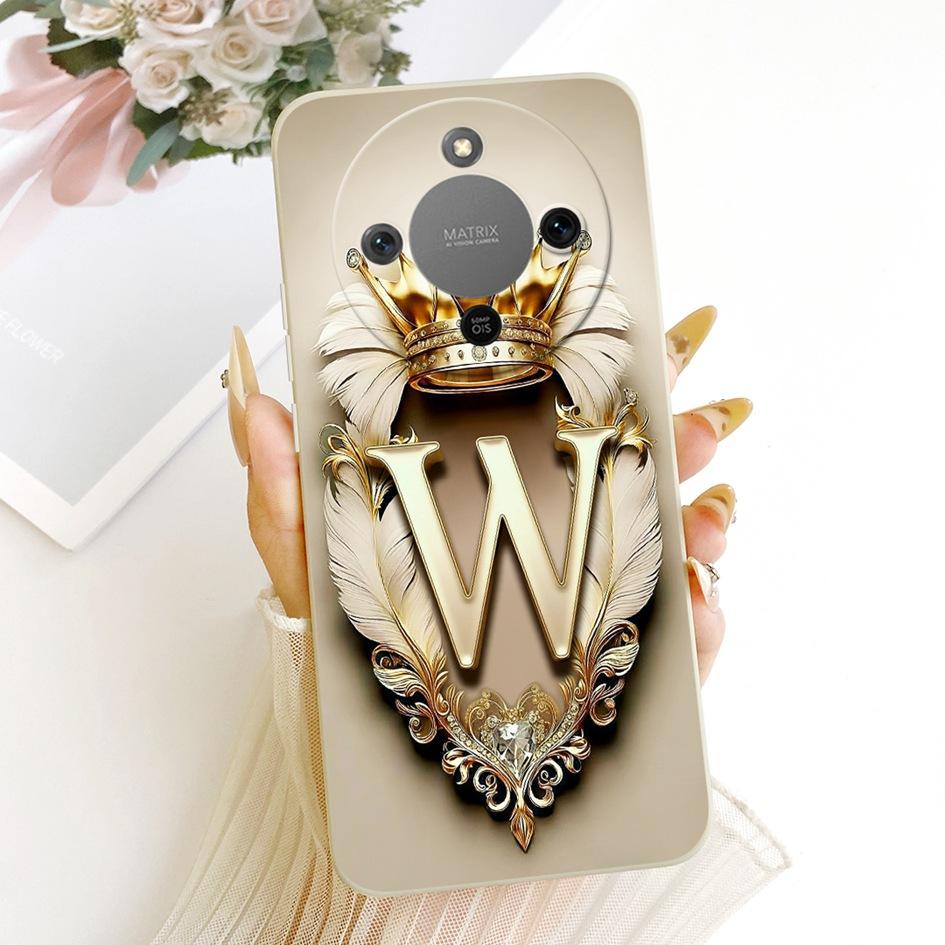For Honor X9d Case MTN-NX1 Shockproof Cover Luxury Initial Letters Crown Soft Silicone Back Shell For HonorX9D Magic 8 Lite Capa