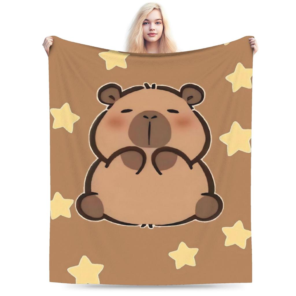 Capybara  Blankets  Warm Soft Street Trend Plush Throw Blanket For Kids Home Decor Flannel Bedspread Bed Cover