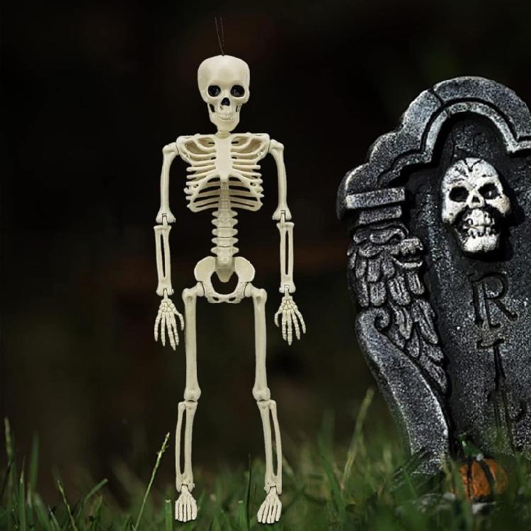 Halloweenowy Szkielet Plastyczny z Ruchomymi Stawami do Dekoracji Cmentarza, Domu Strachów, Wewnątrz i na Zewnątrz