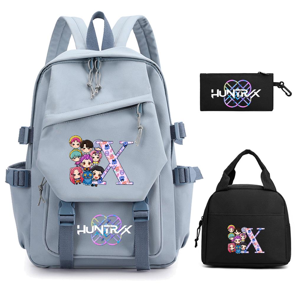 3Pcs/set Cartoon 26 English Letter Kpop Demon Hunters Printed Backpack for Teenger Children Large Capacity Schoolbag Girl Gift Women Travel Bag