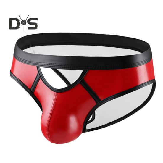 Men Sexy Bikini Briefs Patchwork Color Front Hollow Low Rise Panties U Convex Design Breathable Underpants