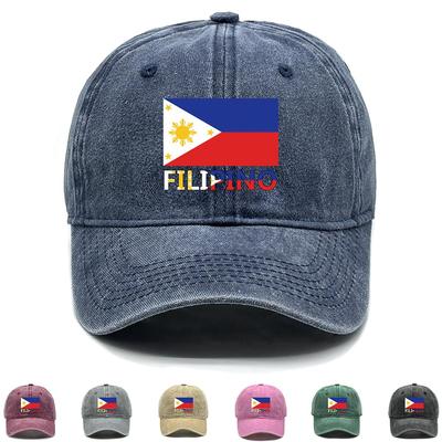 Flag of Filipino Print Adjustable Baseball Hat, Patriotic Flat Cap Trendy Slouchy Sun Visor Raw Brim Snapback Baseball Cap