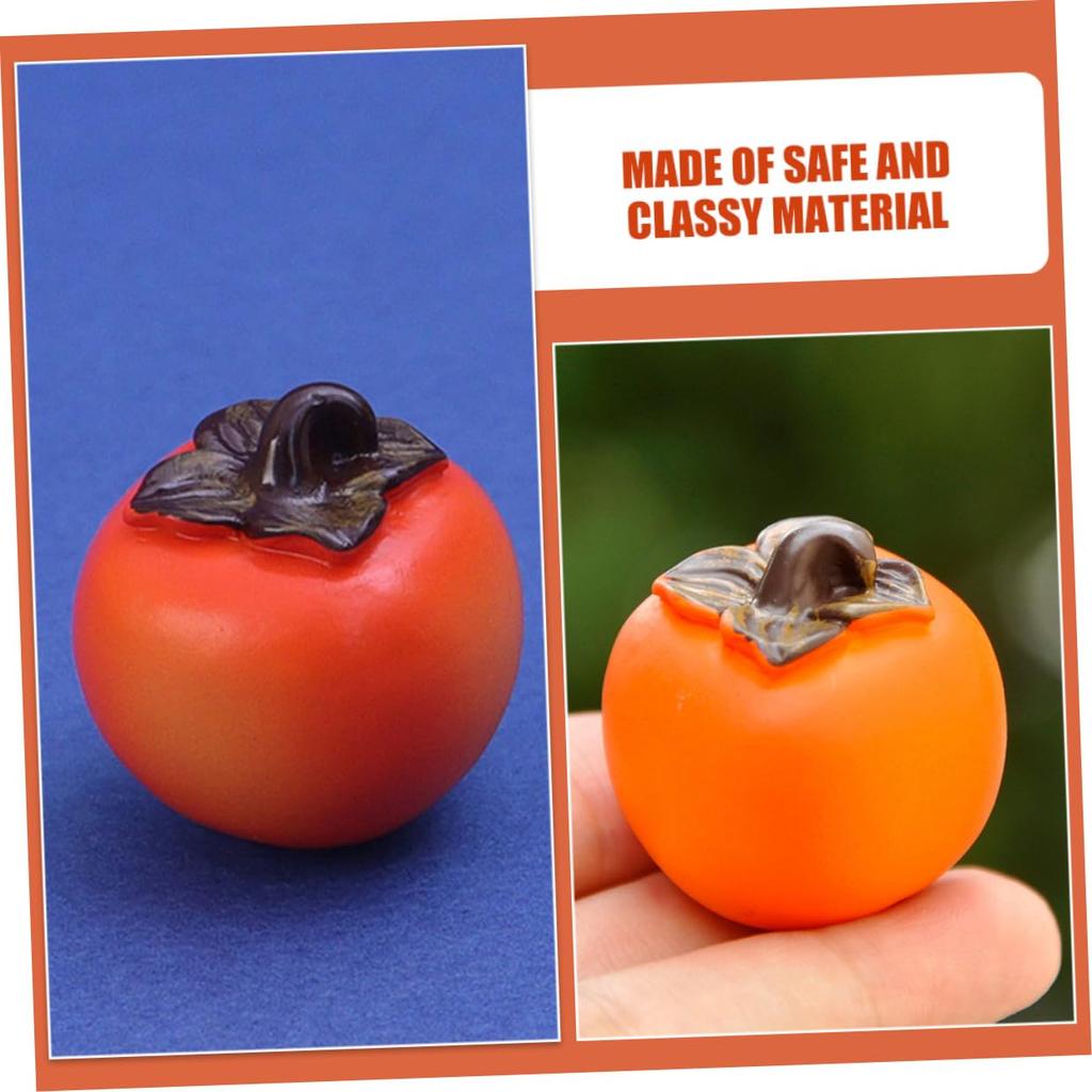 KALLORY Miniature Persimmons, Set of 6, Food Samples, Fruit Models, Fake Food, Dollhouse Parts, Crafts, DIY, Photography Accessories, Figurines,