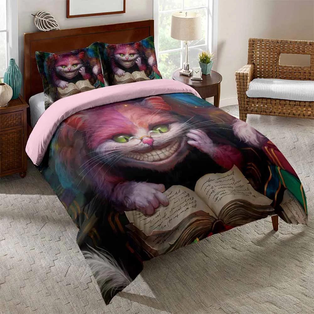 Read Cat Bedding For Girls Boys Cute Colorful Cast Pattern Bedspread 3D Print Cats Theme Bold Color Black Animal Duvet Cover