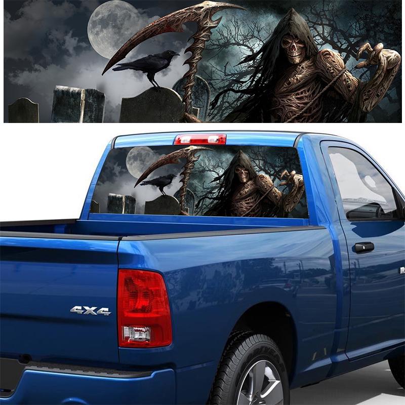skeleton in the flame skull Rear Window Decal Sticker Pick-up Truck SUV Car