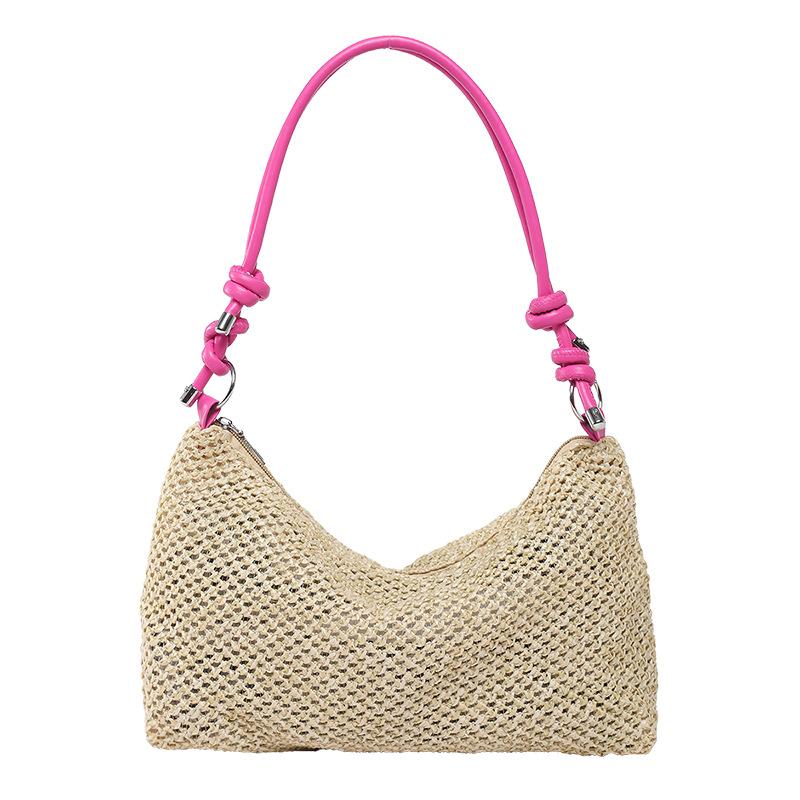 

Handwoven bags women s new trendy fashion retro straw bags versatile large-capacity shoulder bags рожевий червоний колір