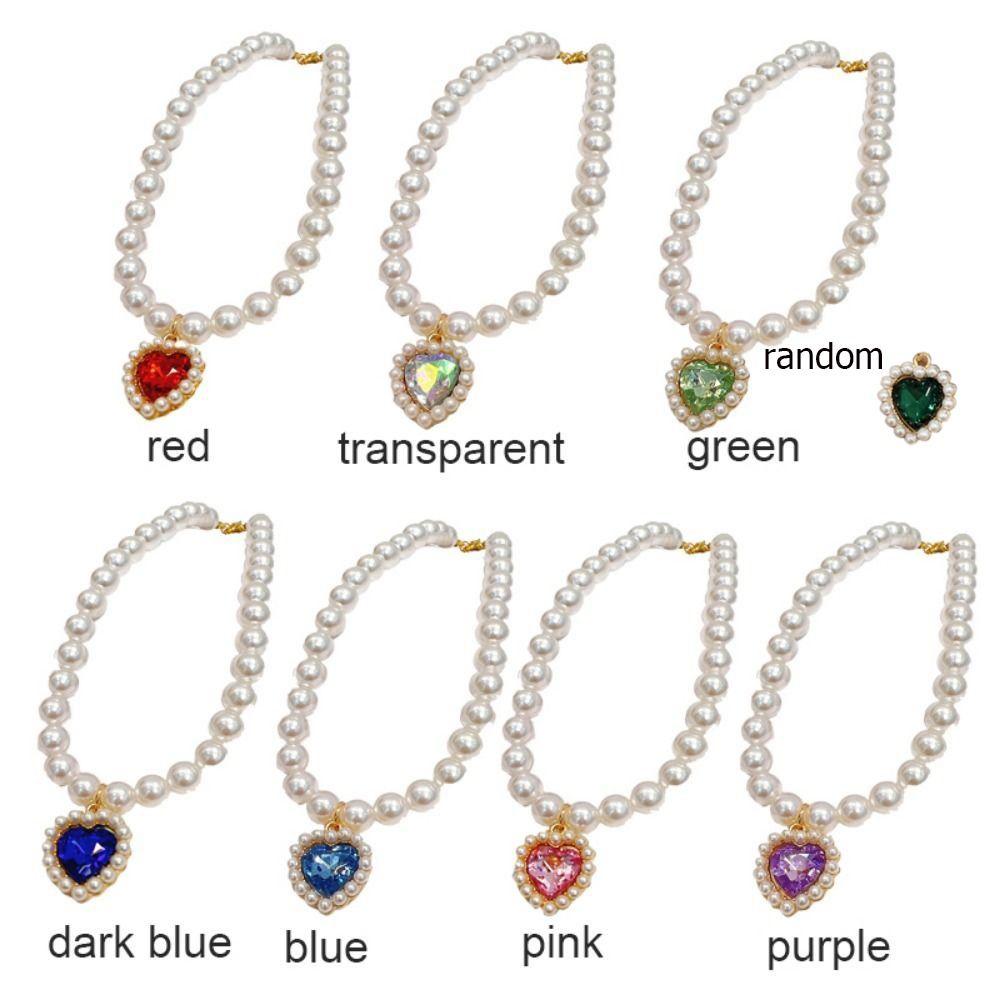 Decorative Pet Pearl Necklace Artificial Pearls/Metal Cat Heart  Necklace  for Puppy Cats