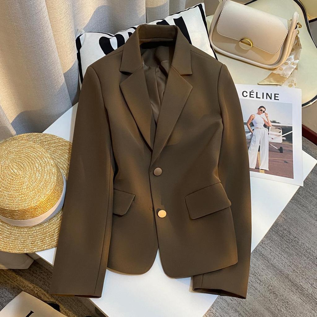 Women's 2025 Autumn Khaki High-End French Slimming Blazer Suit