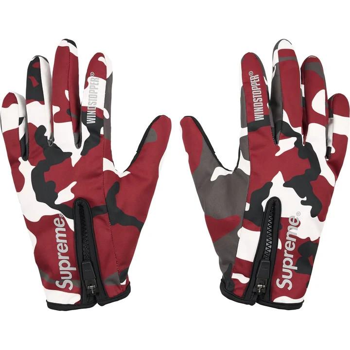Supreme Windstopper Zip Gloves Red Camo L