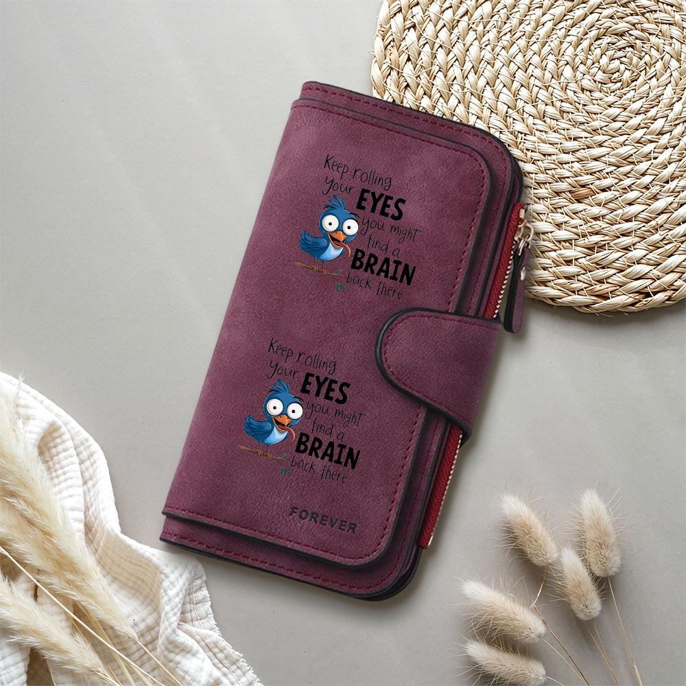 Funny Bird Print Leather Wallet Casual Women Long Purse Card Holder
