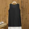 Women Tops Sleeveless Round Neck Front Slit Design T-Shirt Pure Color Loose Fit Summer Casual Camisole Vacation Office Date Wear