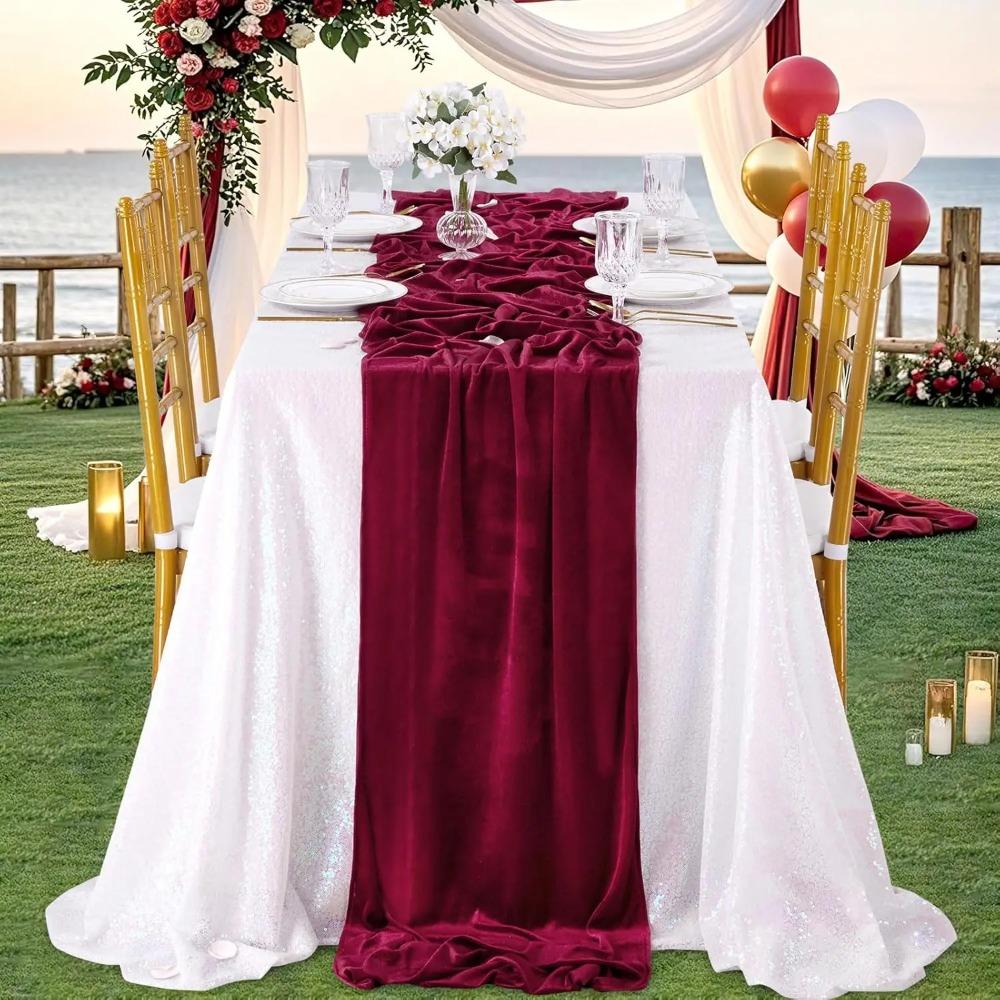 Non-slip Velvet Table Runner European Style Table Linen Luxurious Wedding Table Cloth  Banquet