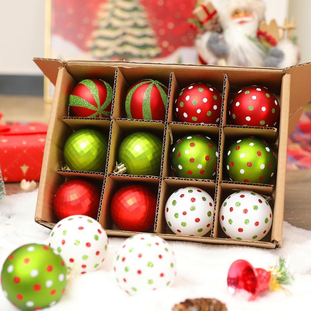 Christmas Decorations 6cm 12pcs Painted Plastic Balls Christmas Tree Pendants