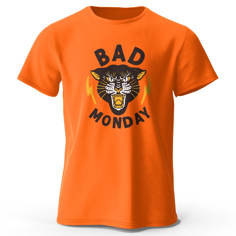 

Bad Monday Print, Men s Novel Graphic Design T-shirt, Casual Comfy Summer Tees for Men s Daily ActivitiesTops Clothing 4XL