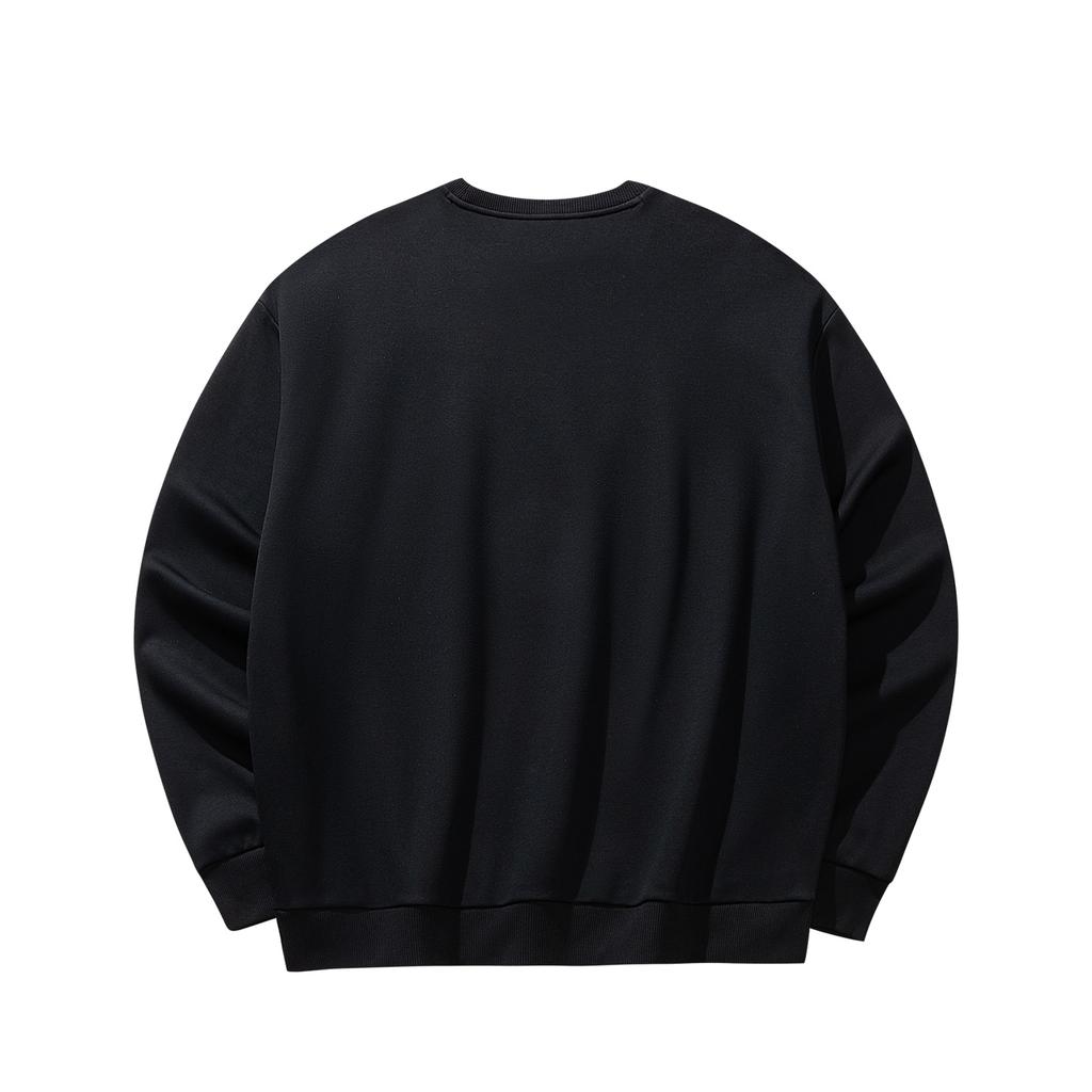 Anta Casual Fashion Sports Versatile Loose Comfortable Fleece Thick Warm Pullover Sweatshirt Men Sweatshirt Black 952618706-3
