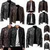 Classic Men's Faux Leather Jacket With Stand Collar For A Sleek Motorcycle Biker Look