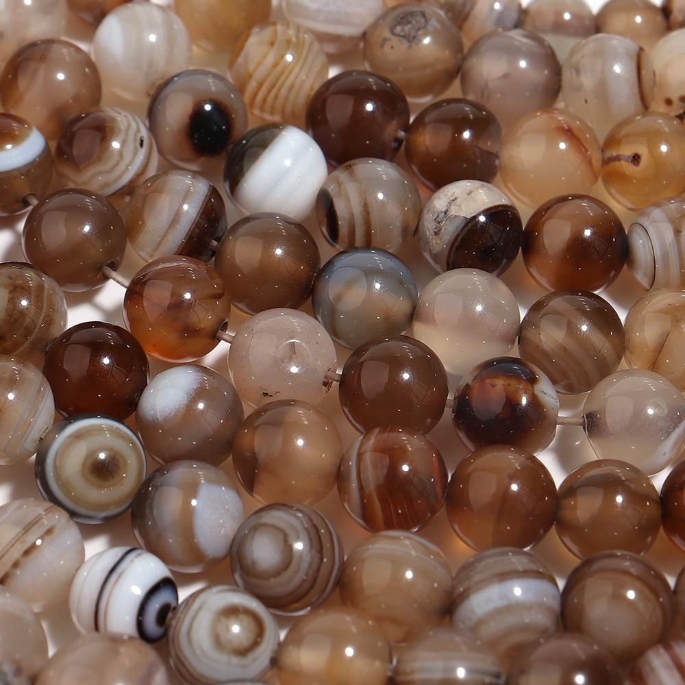 1 String Light Brown Stripe Crystal Agate Natural Stone Beads For Jewelry Making Loose Spacer Beads DIY Bracelet Necklace