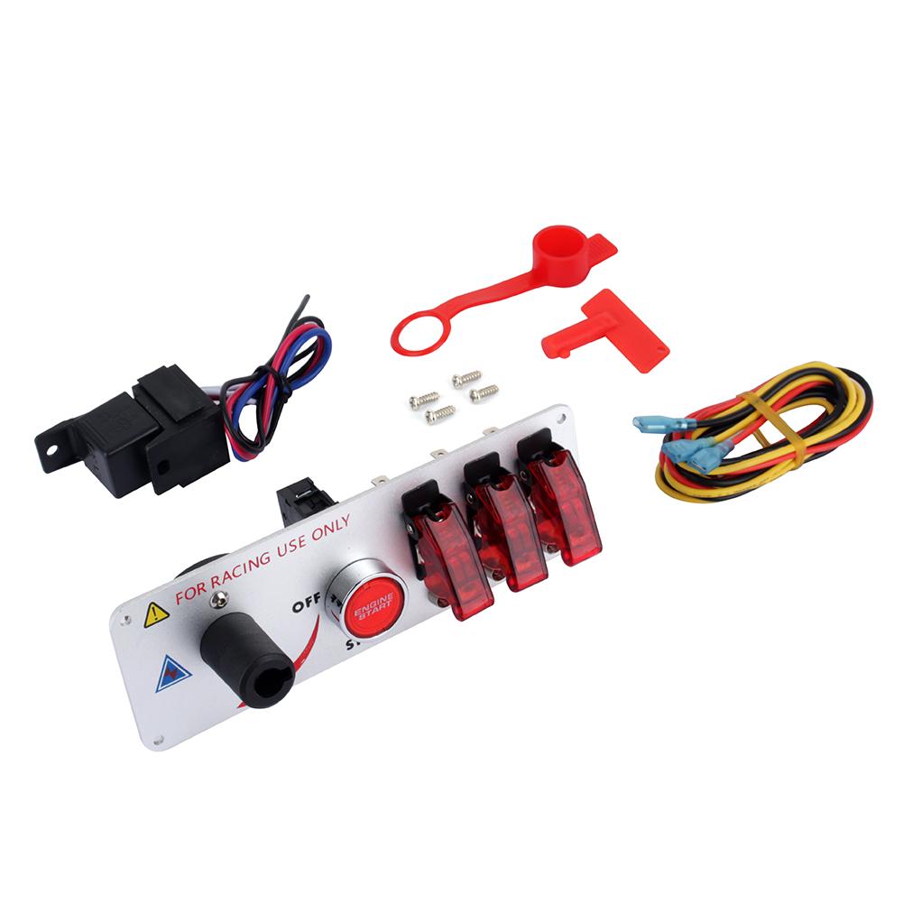 5 In 1 DC 12V Flip Up Ignition Toggle Switch Panel Car Engine Start Push Button with Led
