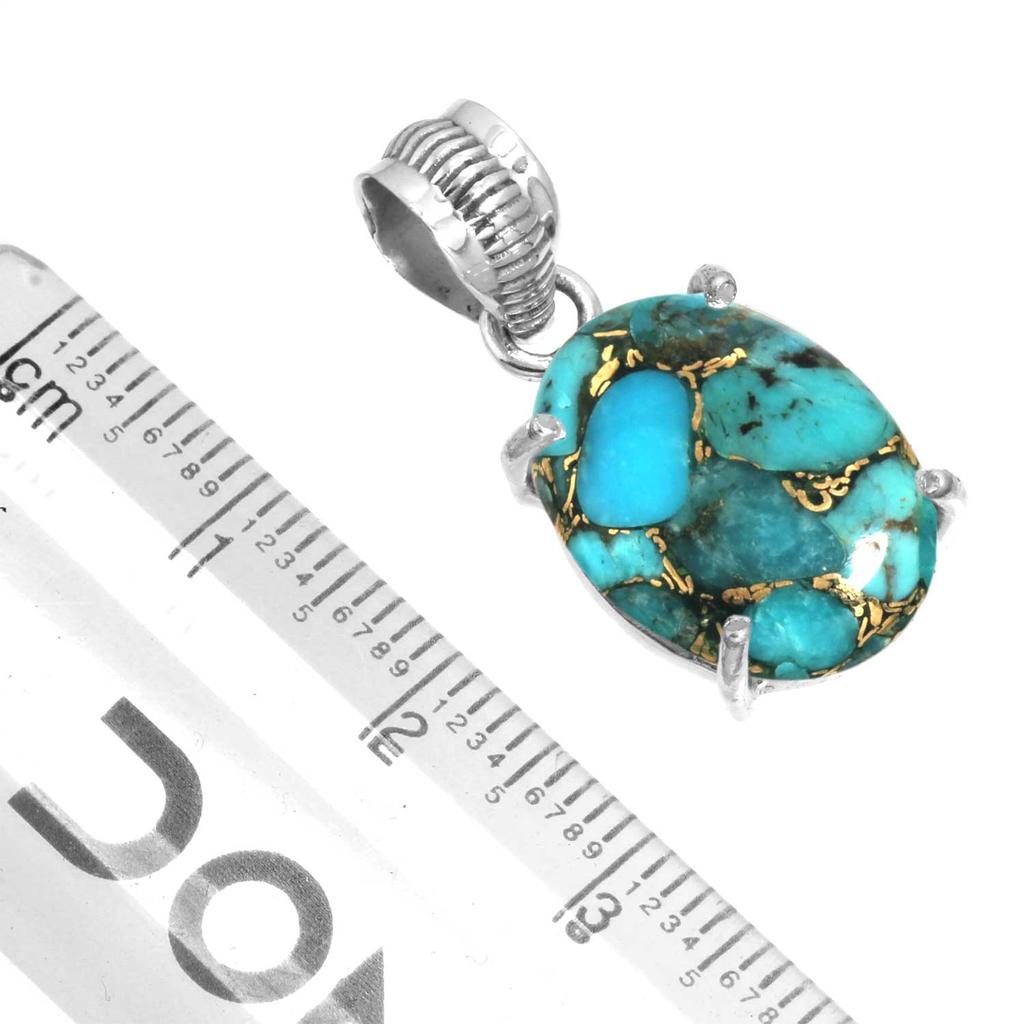 925 Sterling Silver Pendant Women Gemstone Handmade Jewelry Friendship Day Gift Blue Green Purple Copper Turquoise Pearl Lapis Mother Of Pearl