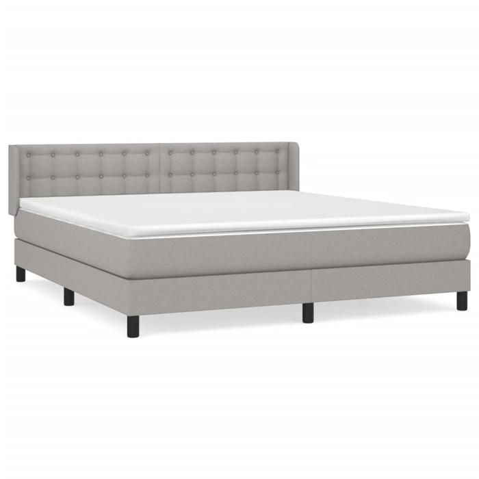 3130041 vidaXL Lit à sommier tapissier avec matelas Gris clair 160x200cm Tissu