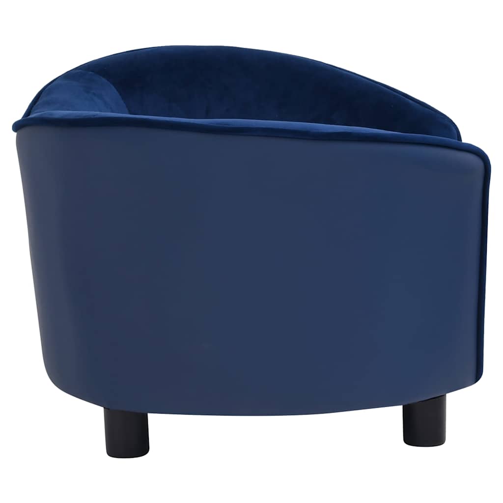 Dog Sofa Blue 69x49x40 cm Plush and Faux Leather