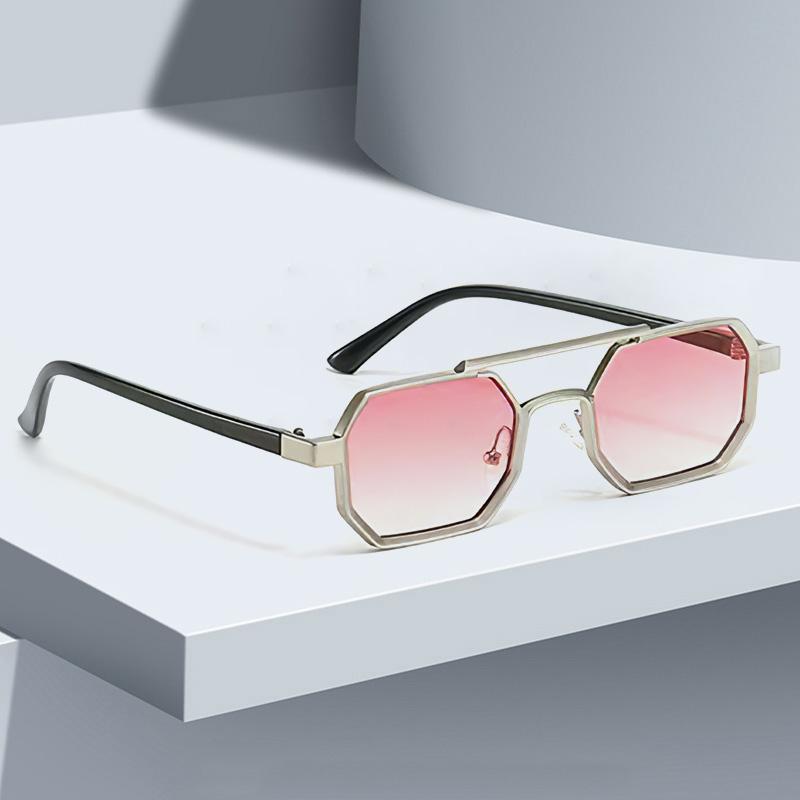 Vintage Sunglasses For Women Fashionable Octagonal Golden Frame Black Lens Glasses With Slender Metal Strip Glasses Women