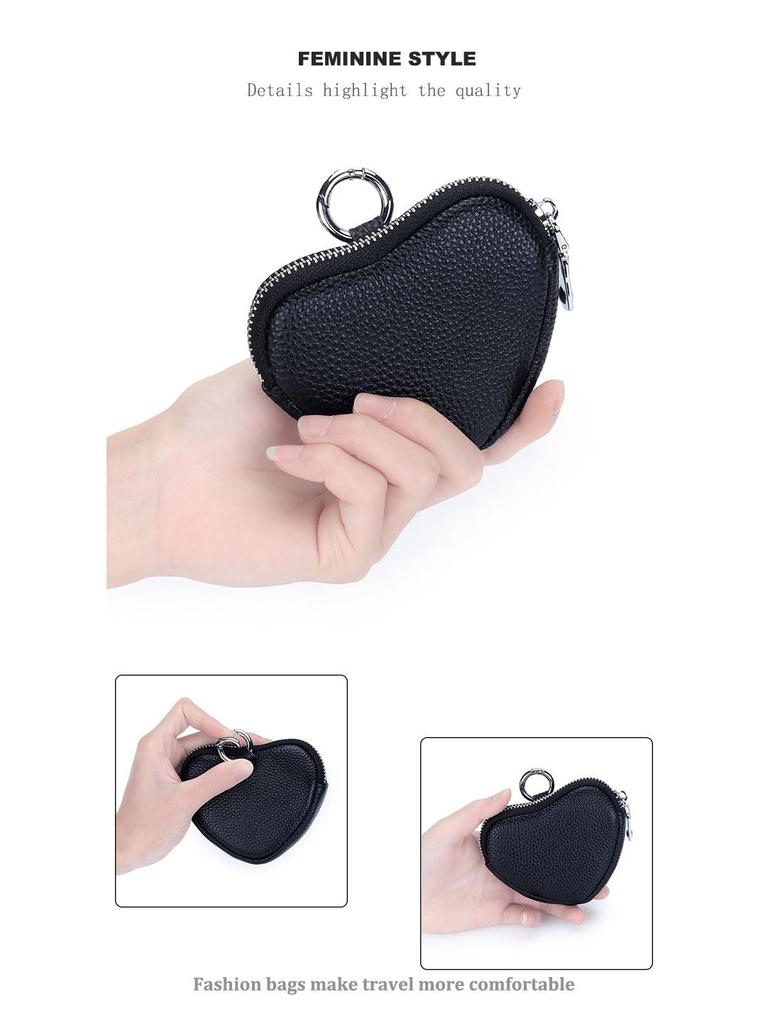 Mini Genuine Leather Coin Purse for Ladies - Top Layer Cowhide Storage Pouch with Zipper and Pendant