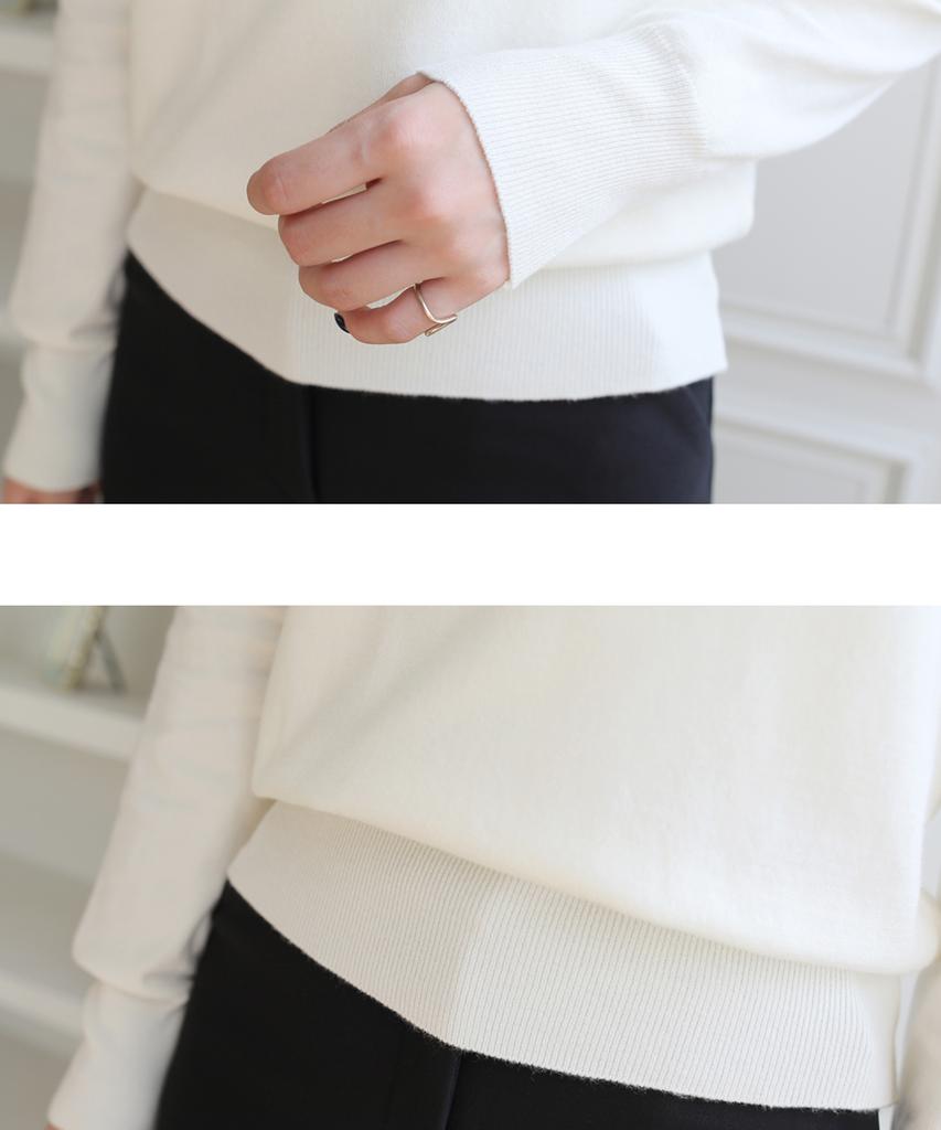 Ppaeppae Warm Basic Long Neck Turtleneck Knit T-Shirt