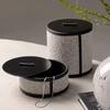 Minimalist Creative Cylindrical Leather Metal Jewelry Box Hotel Cloakroom Organizer Household Entrance Key Box