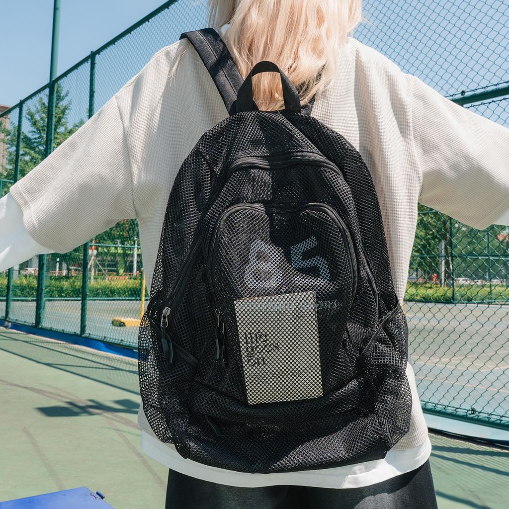 Casual fashion trendy large-capacity unisex student junior high school schoolbag female backpack grid bag storage bag