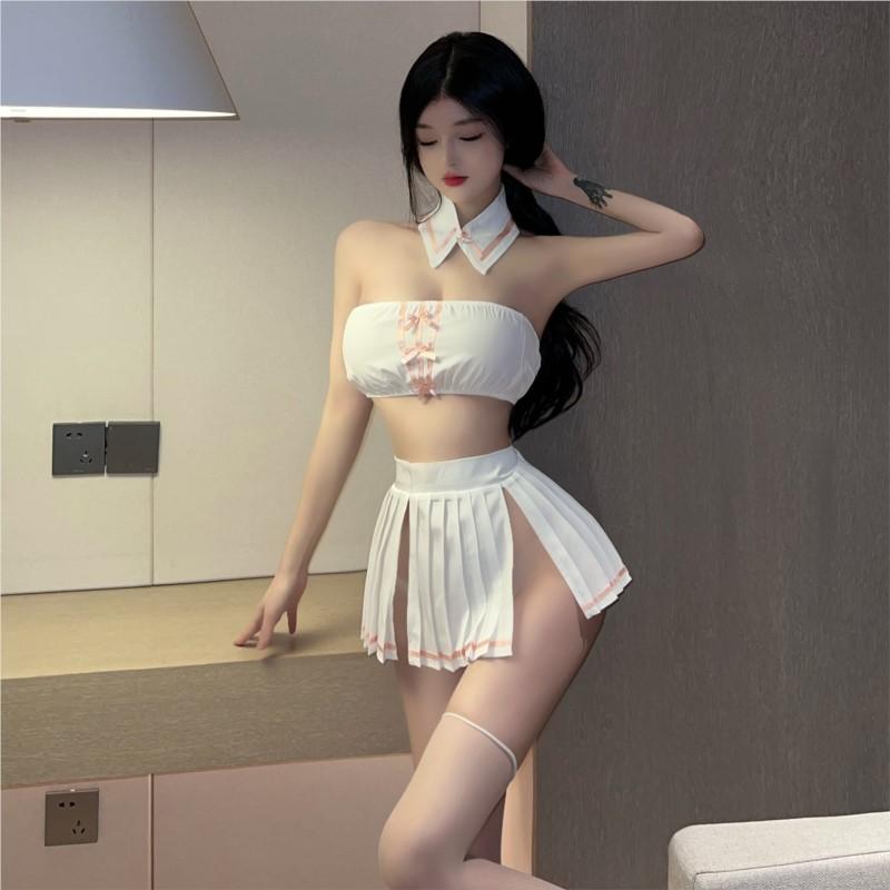 Erotic Lingerie Campus Uniform Seduces JK Japanese Style Chest Hugging Short Skirt Baby Sex Underwear Women Men Fantasy Clothing