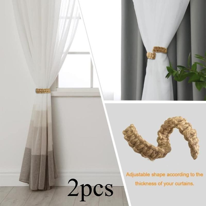 [Hand-Woven Hemp Rope Bracket] Hand-Woven Hemp Rope Curtain Tether -Storage Bracket for Bedroom Home Decoration Accessories