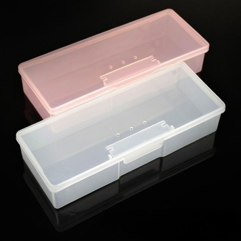 2pcs Clear Plastic Nail Tool and Cosmetic Organizer Box Countertop Lightweight Storage Solution for Manicure Supplies