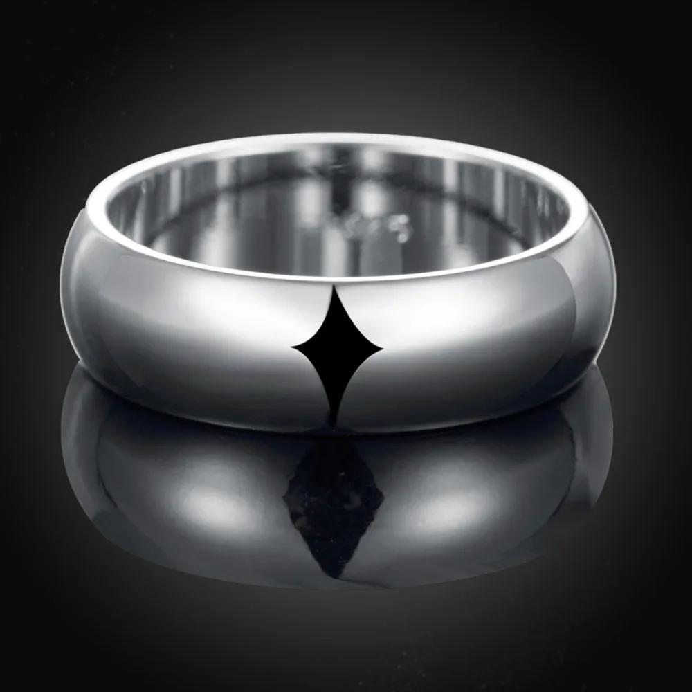 High Quality 925 Sterling Silver Ring Fashion Simple Smooth Round Ring Party Jewelry for Women Size 5 6 7 8 9 10 11