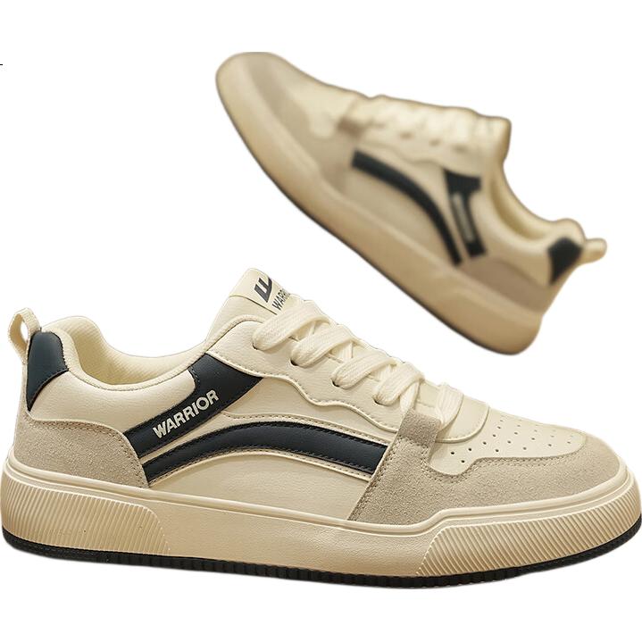 Warrior Casual Shoes for Men Simple Colorblock Sneakers Men's Shoes K039MJ Beige/Grey/Dark Blue Size 39