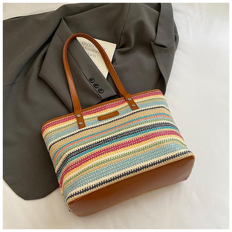 

Commuter large-capacity straw bag women s 2025 new fashion foreign casual armpit bag popular tote bag this year