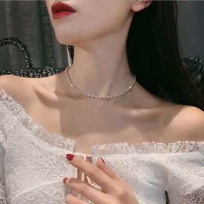 Korean Version Ins Niche Light Luxury Fashion Women's Pearl Collarbone Chain Necklace, Exquisite Millet Bead Single-layer Pearl Necklace
