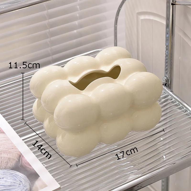 Creative Bubble Ceramic Tissue Boxes Cotton Candy Shape Porcelain Paper Towel Case Coffee Table Desktop Tissue Box Modern Decor