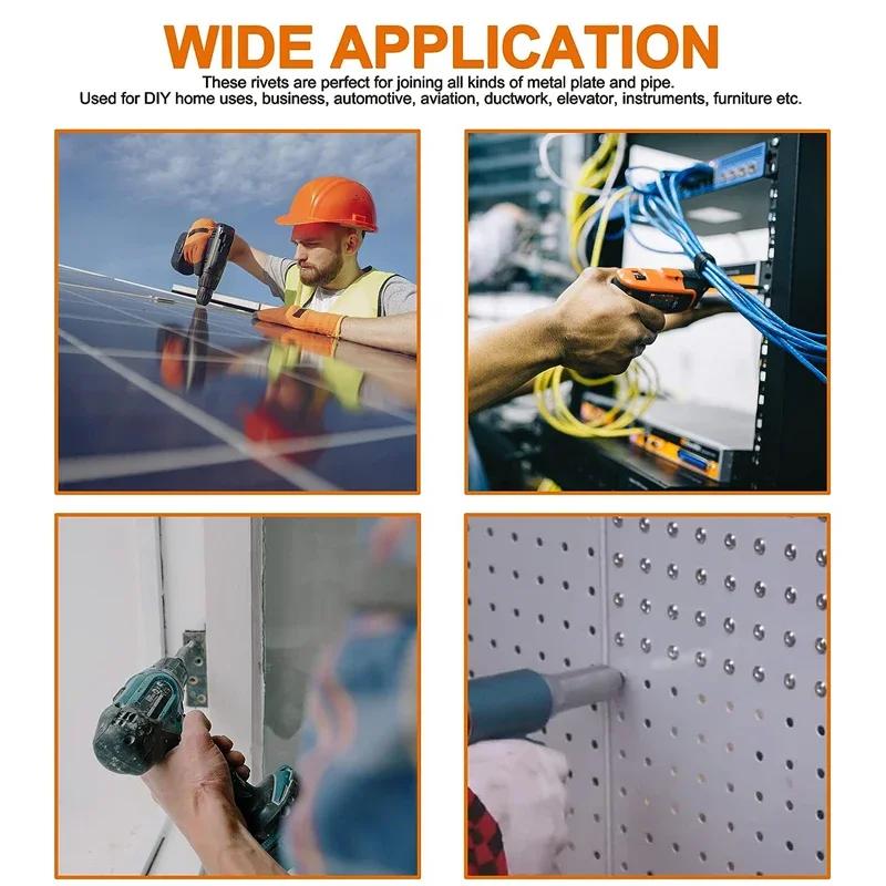 120PCS M3.2 M4 Aluminum Alloy Blind Rivets Fasteners Dome Head Blind Pop Rivets Assorted Set Nail Pull Furniture Assortment Kits