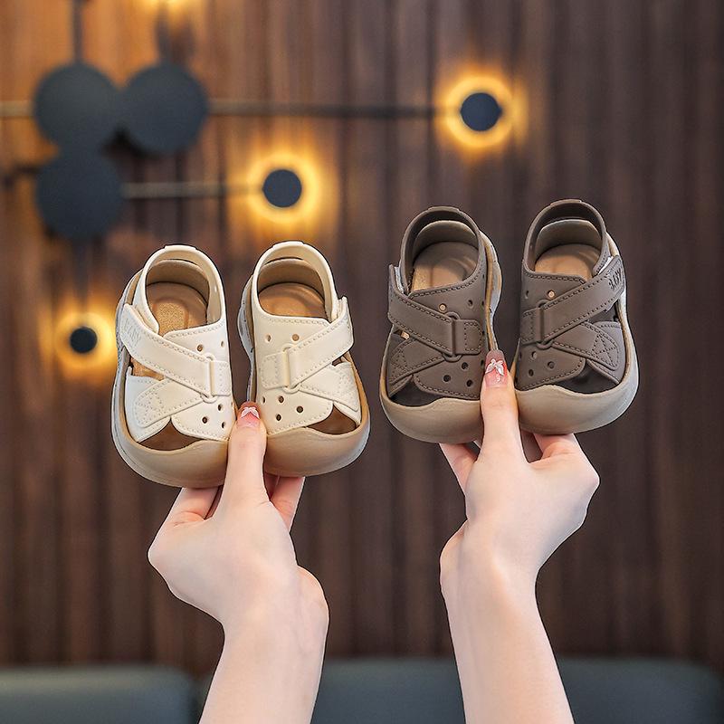 Baby Boys' Cute Closed-Toe Walker Shoes: Soft Sole Anti-Collision Sandals for Indoor & Beach Use