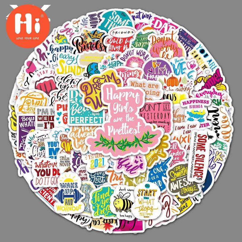 100 Inspirational English Learning Slogans Doodle Stickers Luggage Tablet PC Car Fridge Decorative Stickers