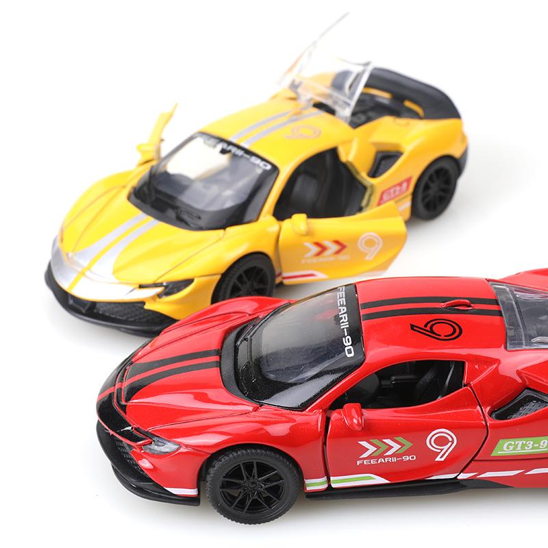(bagged)1:36 Alloy Car Model Simulation SF90 Racing Car Vehicle Pull Back Car Ornaments Collection Toys For Boy Children